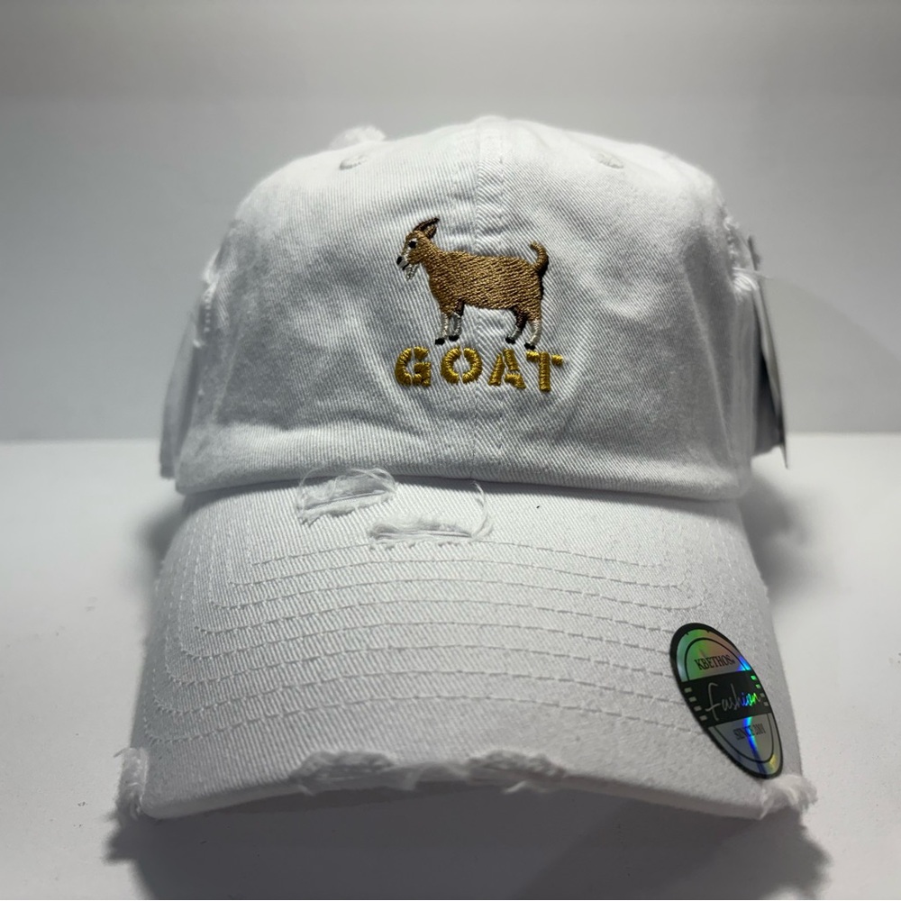 White GOAT Embroidered Cap